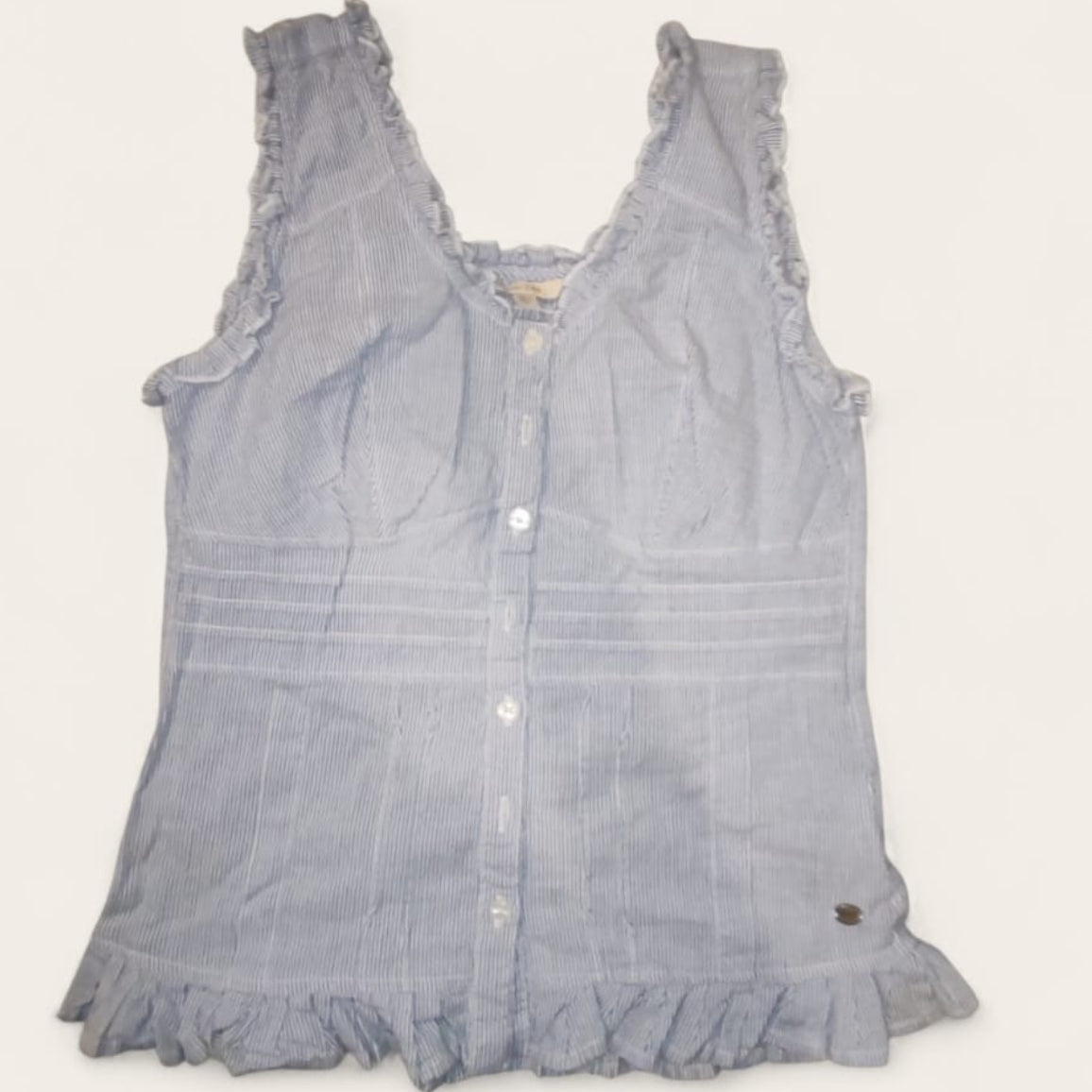 GUESS Striped Ruffle Top